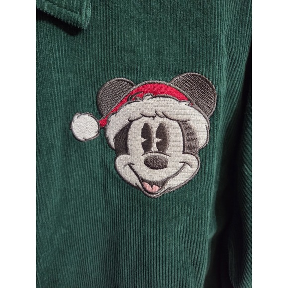 Disney Parks Green Corduroy Mickey Mouse Christmas Jacket Large Organic Cotton - Picture 5 of 13